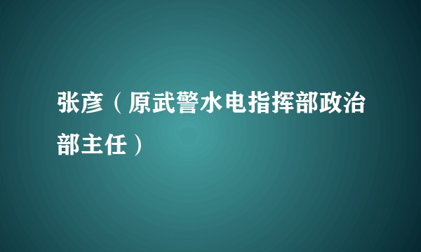 张彦(原武警水电指挥部政治部主任)