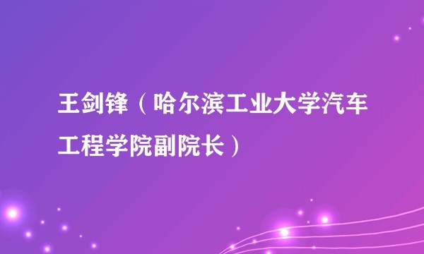 王剑锋（哈尔滨工业大学汽车工程学院副院长）