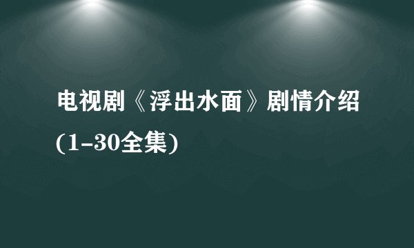 电视剧《浮出水面》剧情介绍(1-30全集)