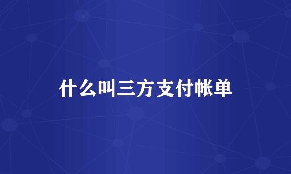 什么叫三方支付帐单