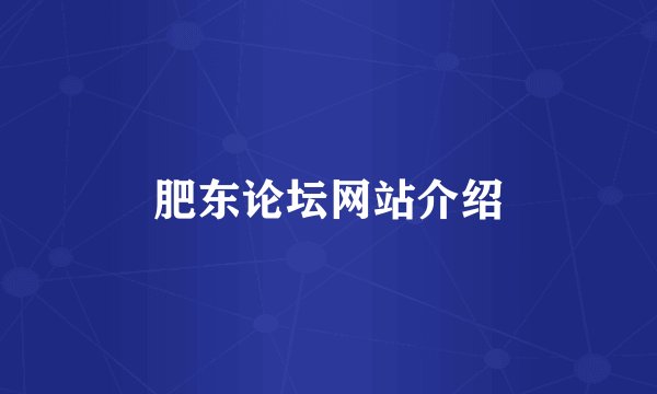 肥东论坛网站介绍