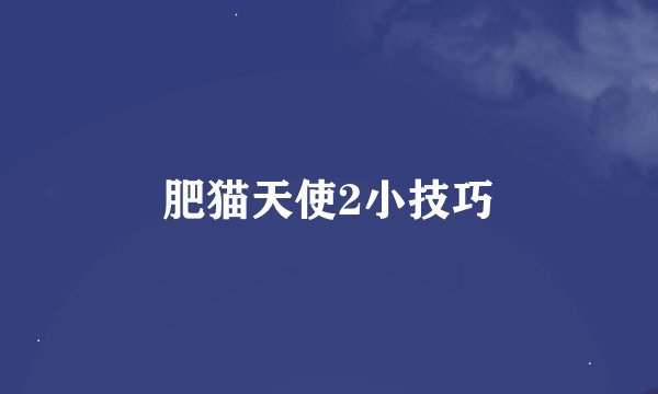 肥猫天使2小技巧