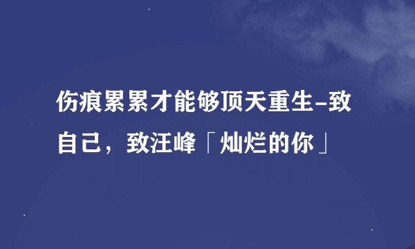 伤痕累累才能够顶天重生-致自己，致汪峰「灿烂的你」