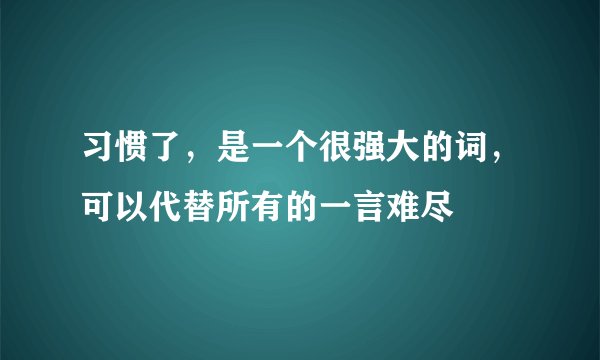 习惯了,是一个很强大的词,可以代替所有的一言难尽