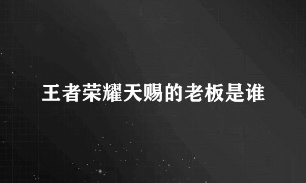 王者荣耀天赐的老板是谁