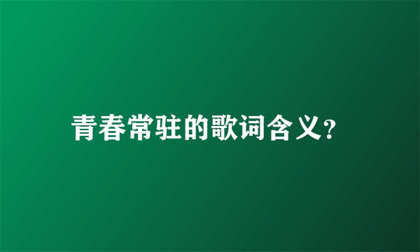 青春常驻的歌词含义？