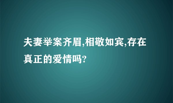夫妻举案齐眉,相敬如宾,存在真正的爱情吗?