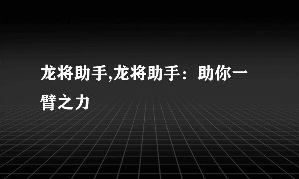 龙将助手,龙将助手：助你一臂之力