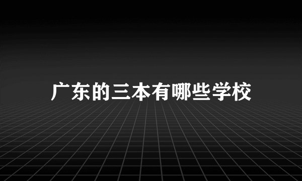 广东的三本有哪些学校