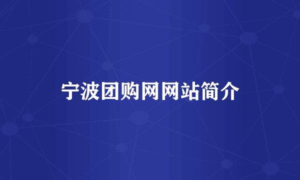 宁波团购网网站简介