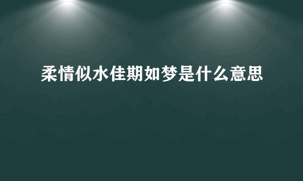 柔情似水佳期如梦是什么意思