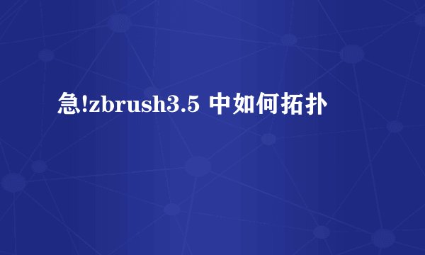 急!zbrush3.5 中如何拓扑