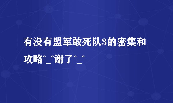 有没有盟军敢死队3的密集和攻略^_^谢了^_^