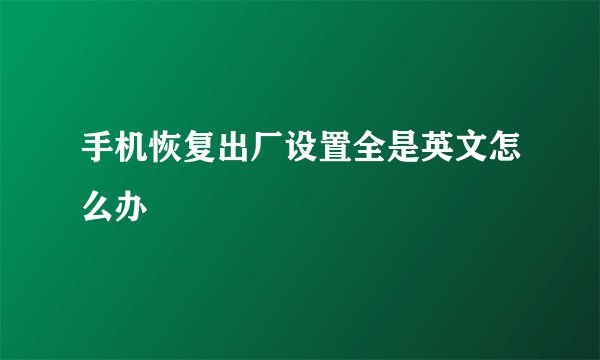 手机恢复出厂设置全是英文怎么办