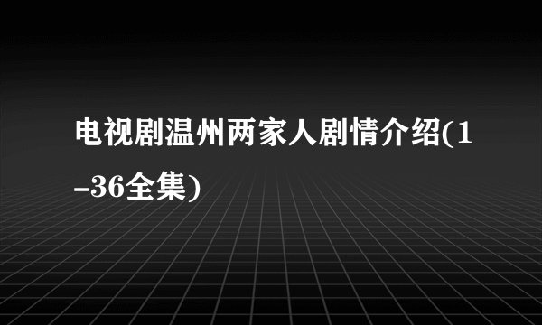 电视剧温州两家人剧情介绍(1-36全集)