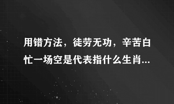 用错方法，徒劳无功，辛苦白忙一场空是代表指什么生肖，成语解释落实