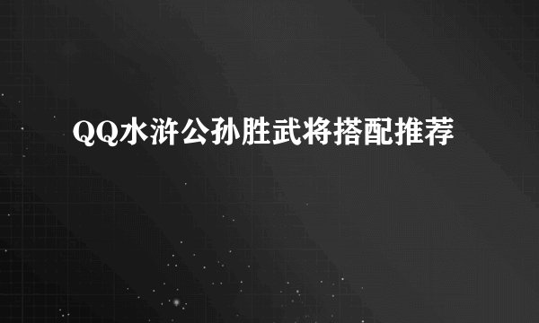 QQ水浒公孙胜武将搭配推荐