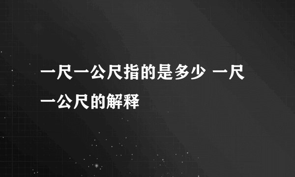 一尺一公尺指的是多少 一尺一公尺的解释