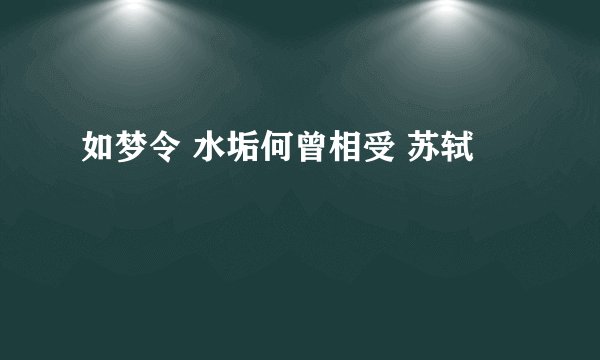 如梦令 水垢何曾相受 苏轼