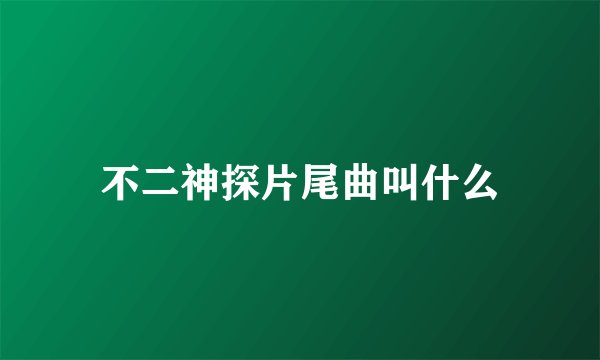 不二神探片尾曲叫什么