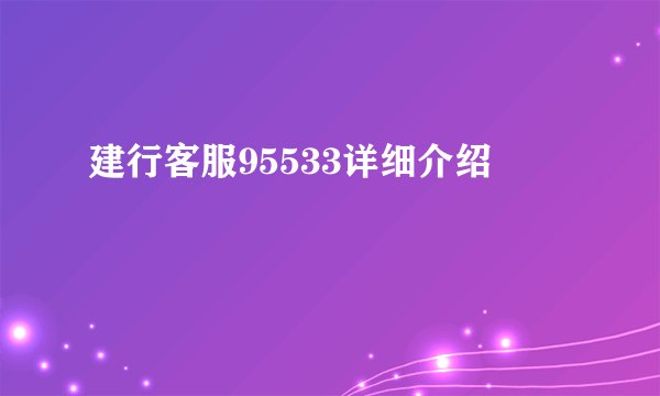 建行客服95533详细介绍