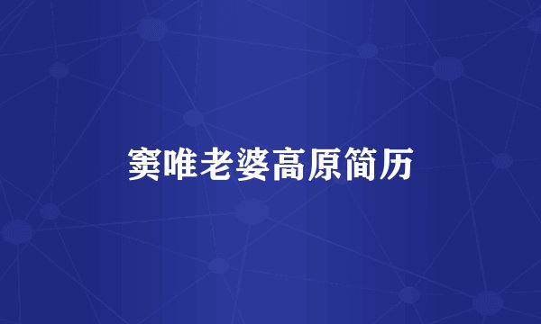 窦唯老婆高原简历