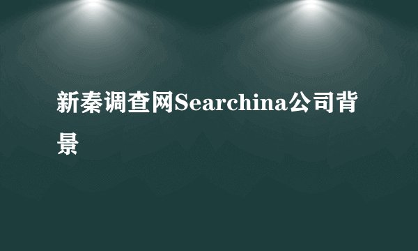 新秦调查网Searchina公司背景