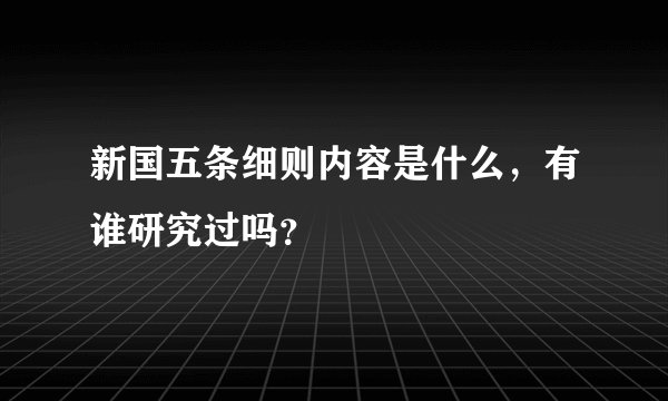 新国五条细则内容是什么，有谁研究过吗？