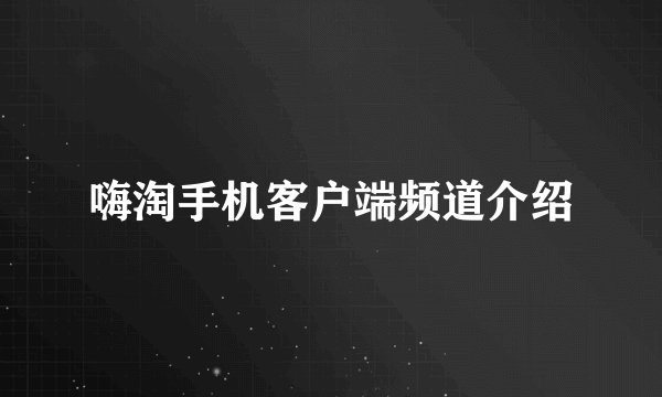 嗨淘手机客户端频道介绍