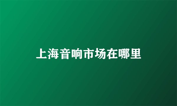 上海音响市场在哪里