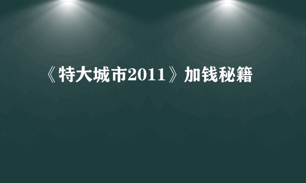 《特大城市2011》加钱秘籍