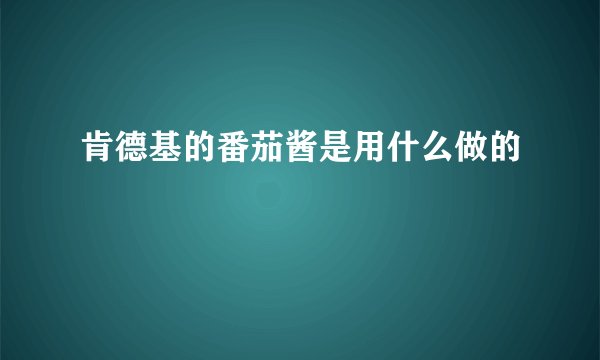 肯德基的番茄酱是用什么做的