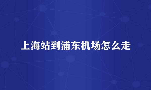 上海站到浦东机场怎么走