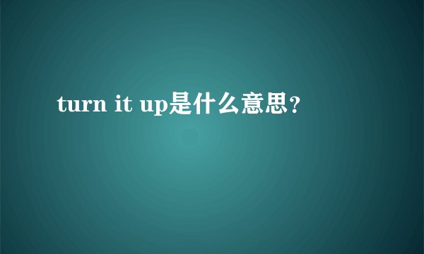 turn it up是什么意思？