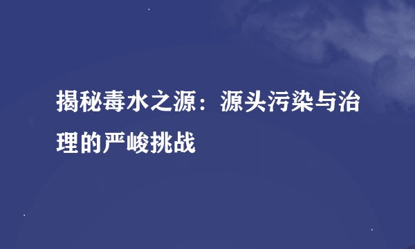 揭秘毒水之源：源头污染与治理的严峻挑战