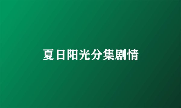 夏日阳光分集剧情