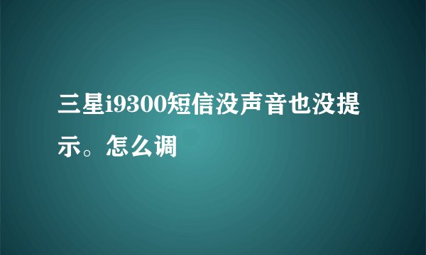 三星i9300短信没声音也没提示。怎么调