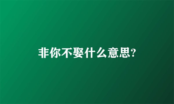 非你不娶什么意思?