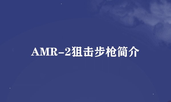 AMR-2狙击步枪简介