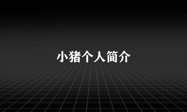 小猪个人简介