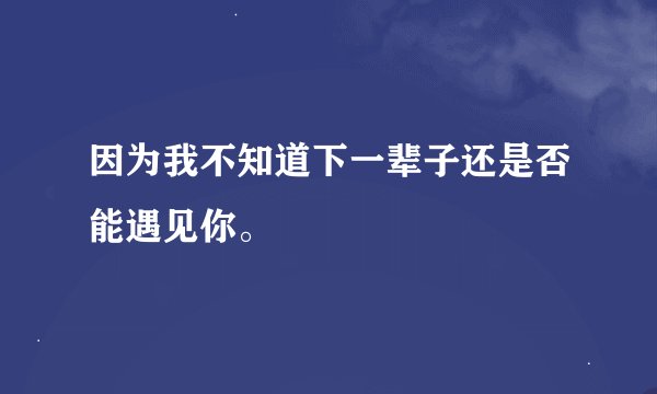 因为我不知道下一辈子还是否能遇见你。