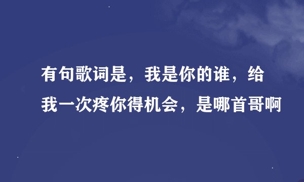 有句歌词是，我是你的谁，给我一次疼你得机会，是哪首哥啊