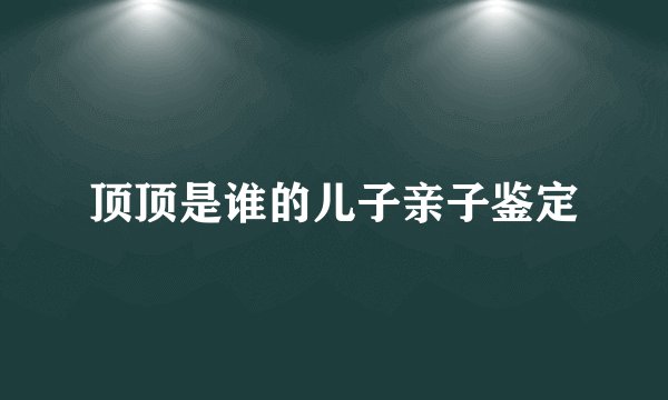 顶顶是谁的儿子亲子鉴定