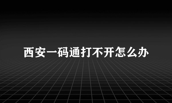 西安一码通打不开怎么办