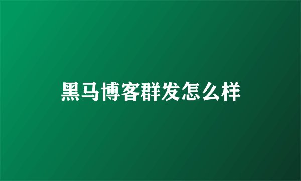 黑马博客群发怎么样