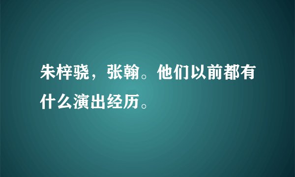 朱梓骁,张翰。他们以前都有什么演出经历。