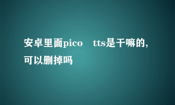 安卓里面pico tts是干嘛的,可以删掉吗