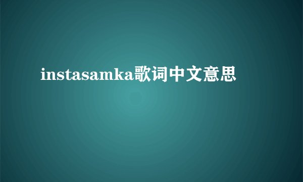 instasamka歌词中文意思