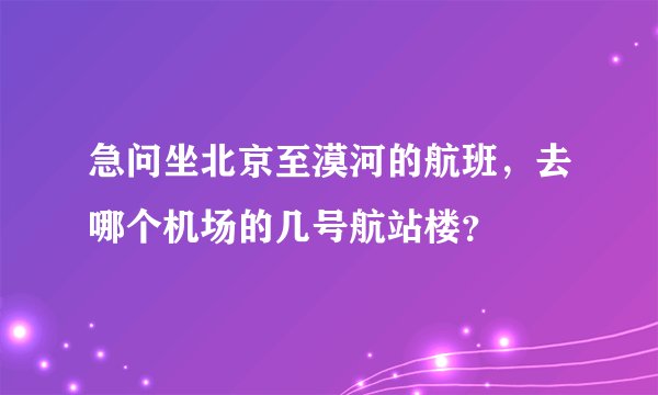 急问坐北京至漠河的航班，去哪个机场的几号航站楼？