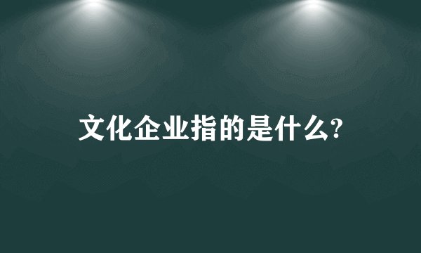 文化企业指的是什么?